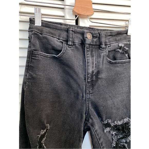 AEO Curvy High Rise Jeggings Jeans Gray Black Stretch Distressing size 2 - Picture 12 of 12
